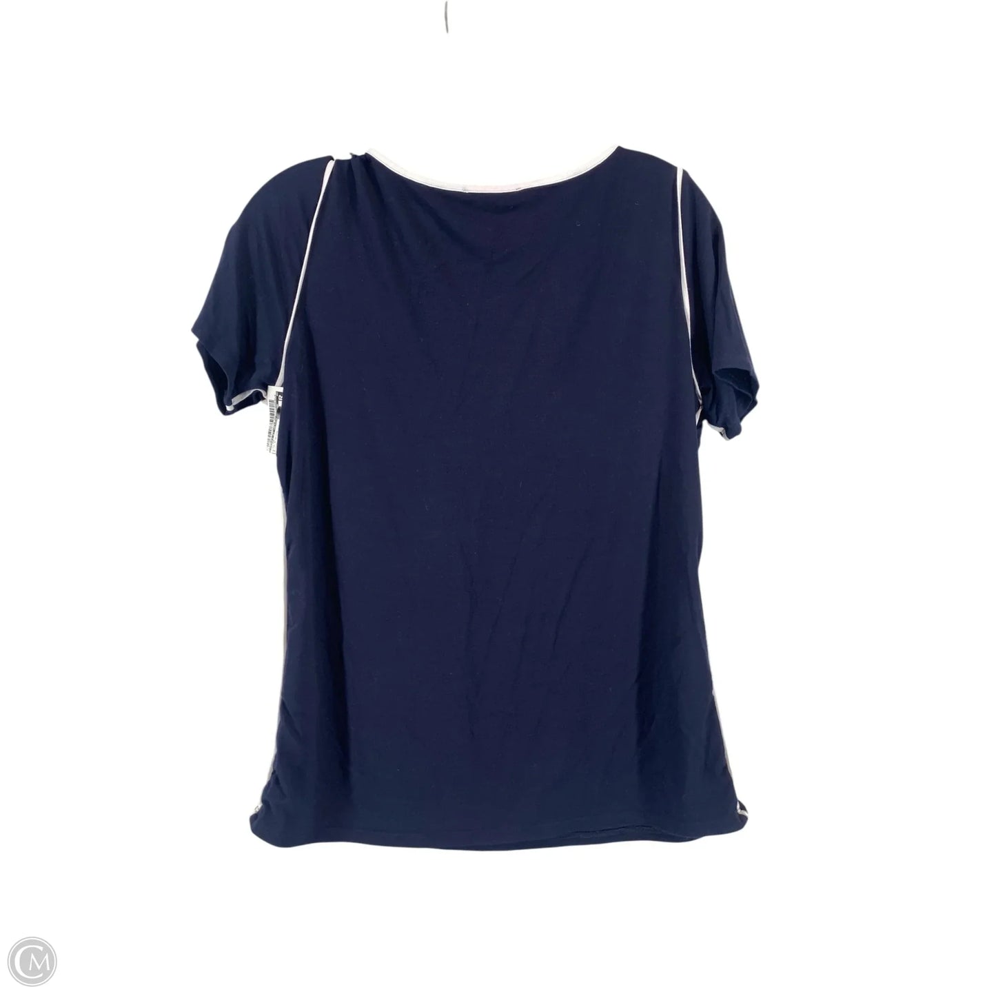 Top Short Sleeve By Tahari By Arthur Levine In Blue & White, Size: S