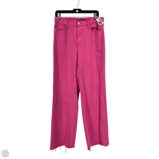 Jeans Straight By Judy Blue In Pink Denim, Size: L