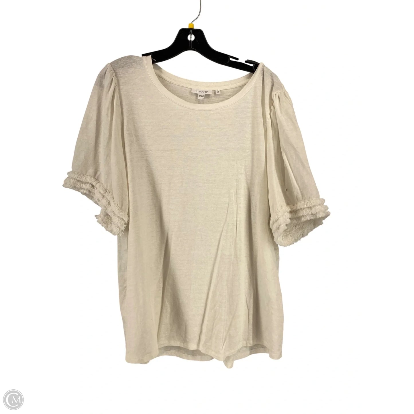 Top Short Sleeve By Chicos In White, Size: Xl