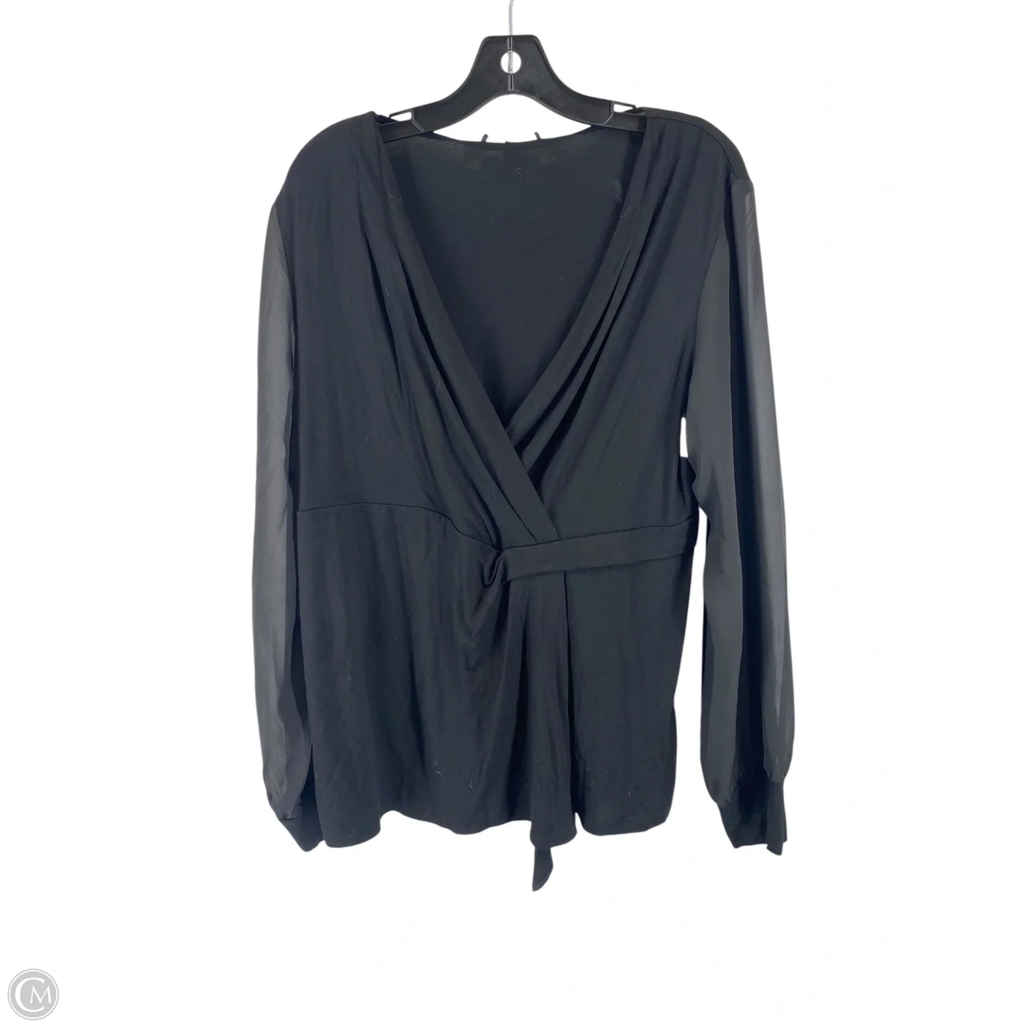 Blouse Long Sleeve By Cable And Gauge In Black, Size: Xl