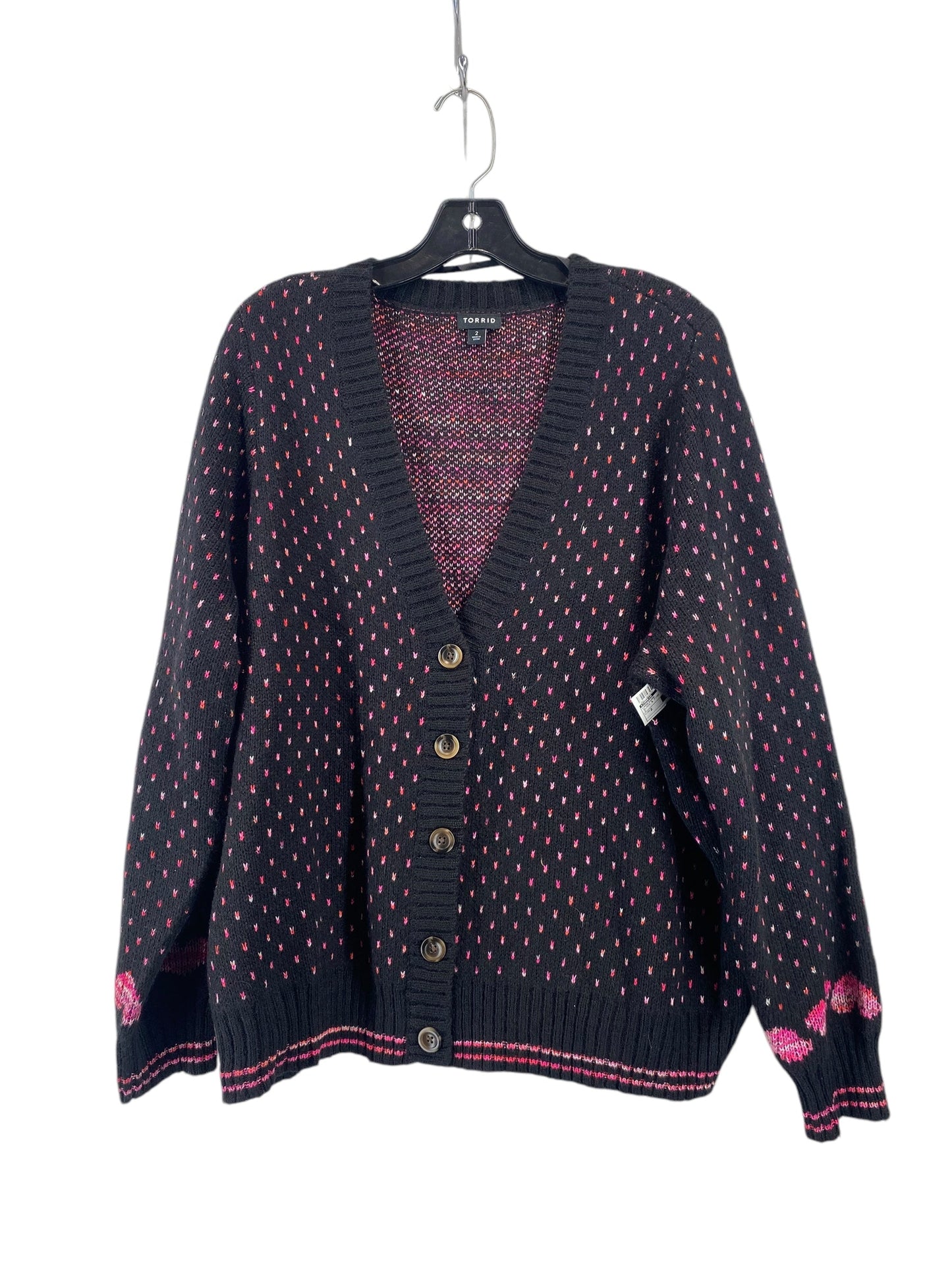 Cardigan By Torrid In Black & Pink, Size: 2