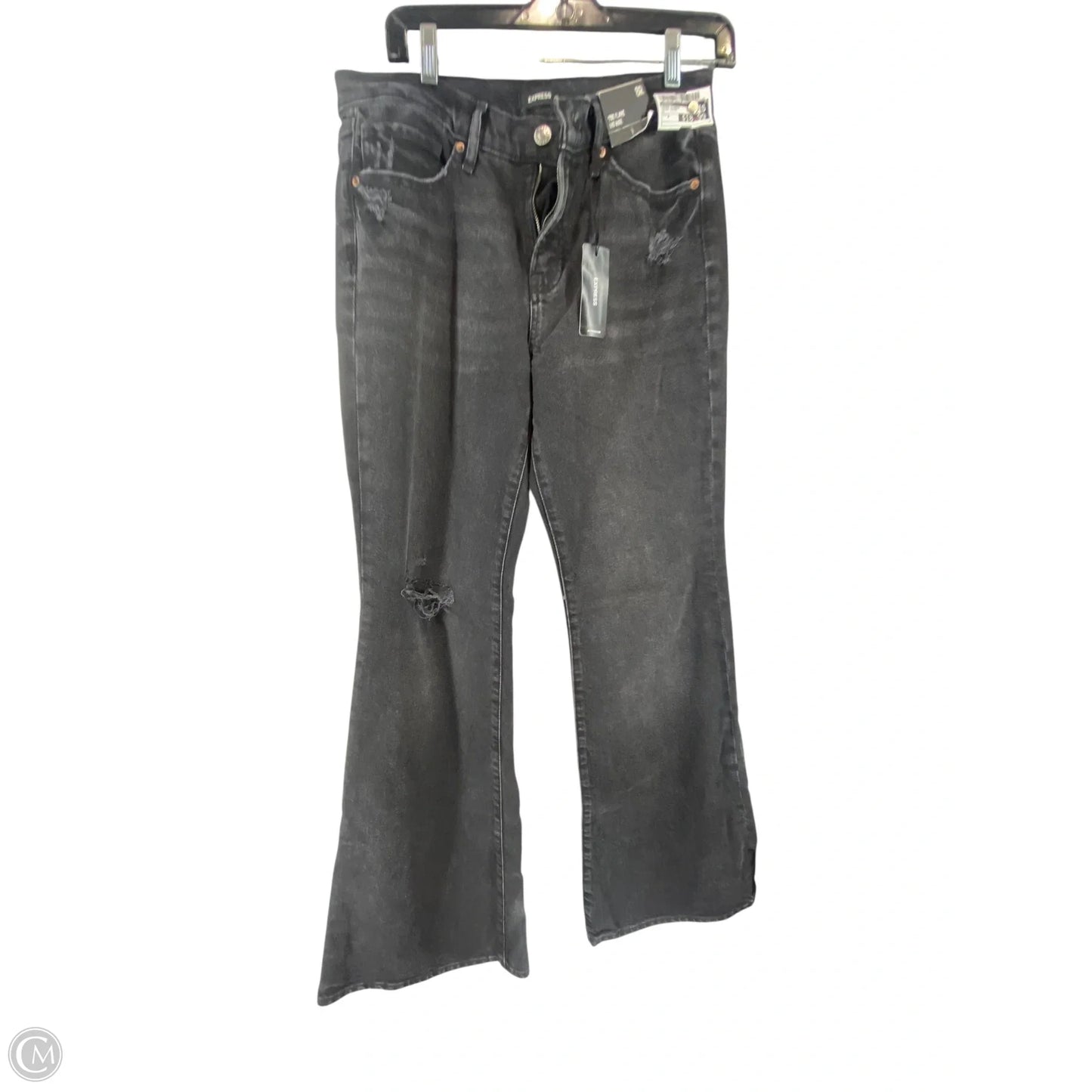Jeans Flared By Express In Black Denim, Size: 8