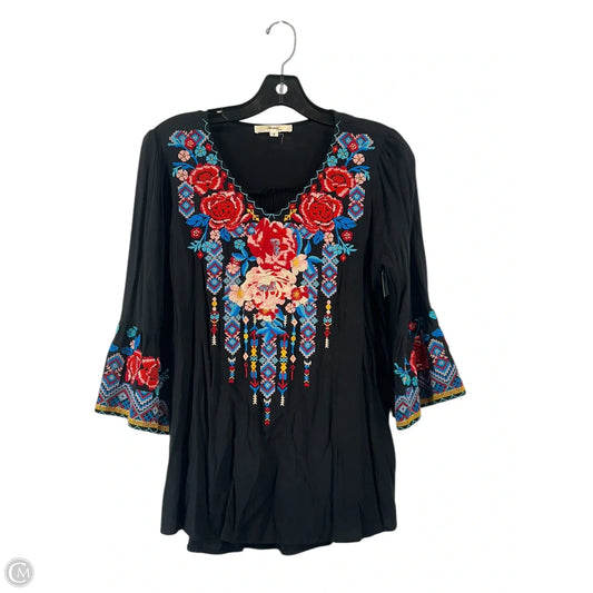 Top Long Sleeve By Andree By Unit In Black, Size: S
