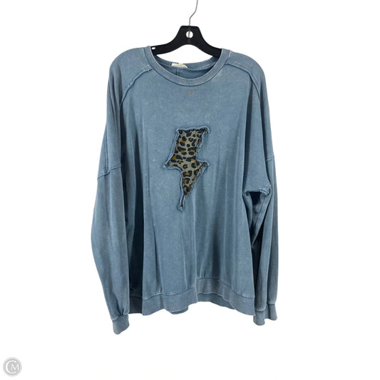 Top Long Sleeve By Easel In Blue, Size: L
