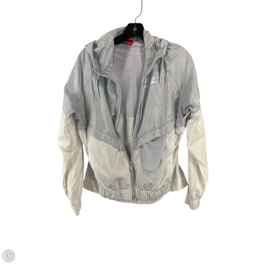 Jacket Windbreaker By Nike In Blue & White, Size: M