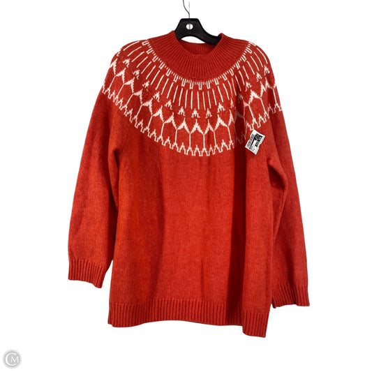 Sweater By Talbots In Orange & White, Size: Xl