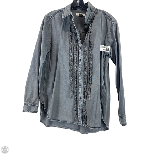 Top Long Sleeve By Anthropologie In Grey, Size: M