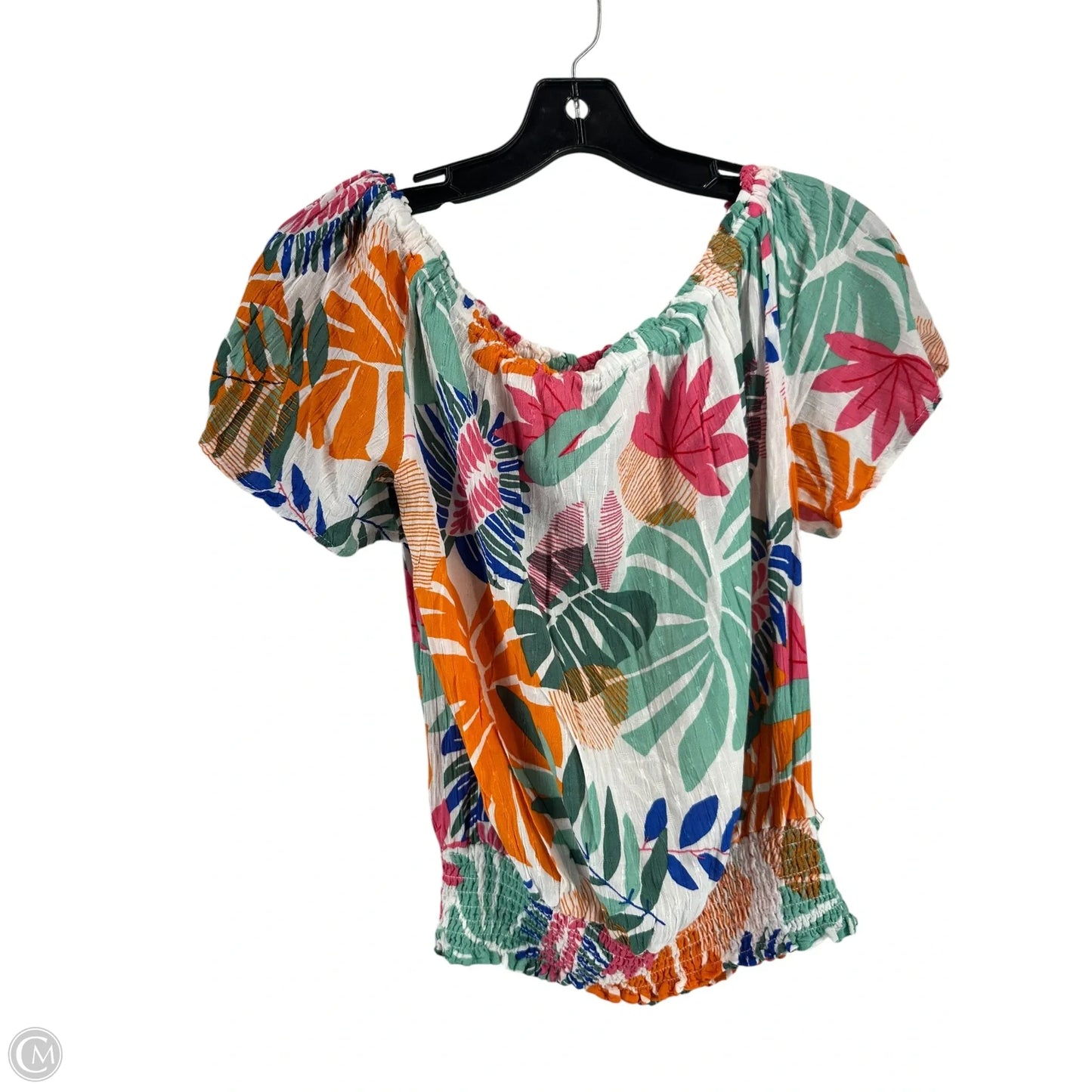 Top Short Sleeve By Nicole Miller In Tropical Print, Size: S