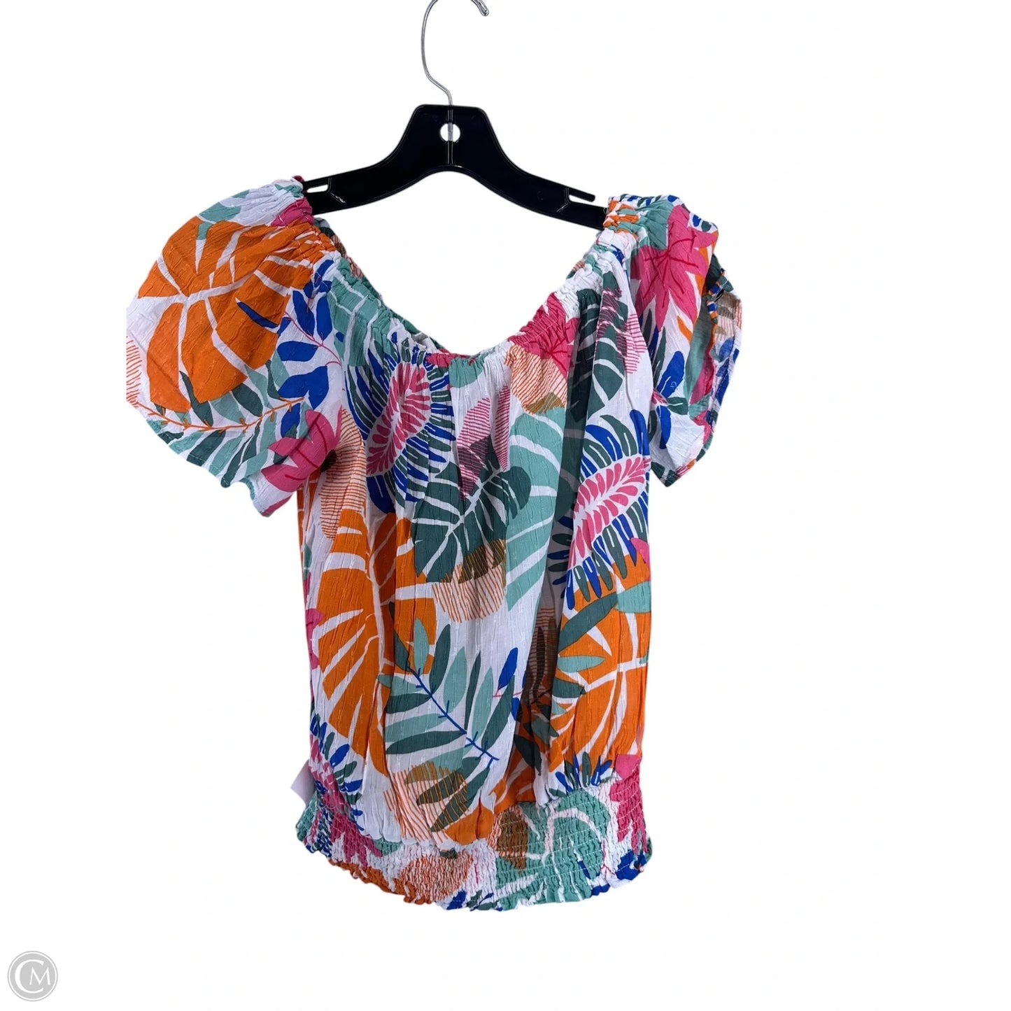 Top Short Sleeve By Nicole Miller In Tropical Print, Size: S
