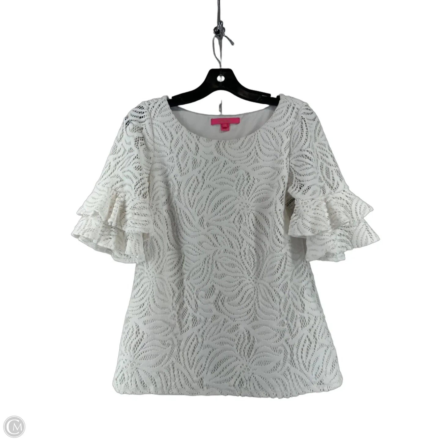 Top Short Sleeve Designer By Lilly Pulitzer In White, Size: M