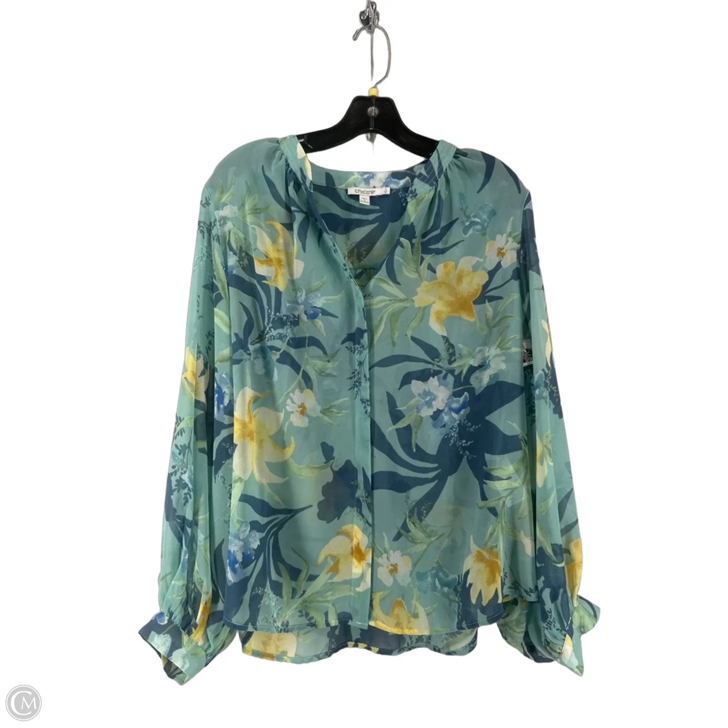 Top Long Sleeve By Chicos In Floral Print, Size: 2