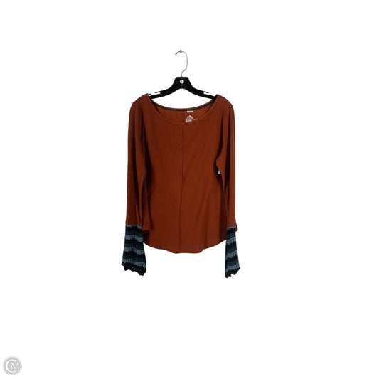 Top Long Sleeve By Pilcro In Brown, Size: L