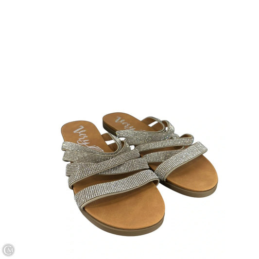Sandals Flats By Very G In Silver & Tan, Size: 9.5