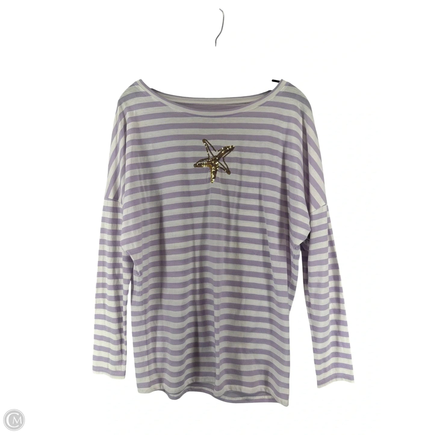 Top Long Sleeve Designer By Lilly Pulitzer In Purple & White, Size: M