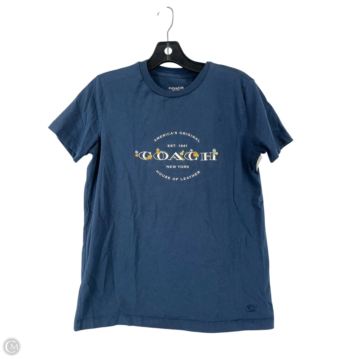 Top Short Sleeve Designer By Coach In Blue, Size: Xs