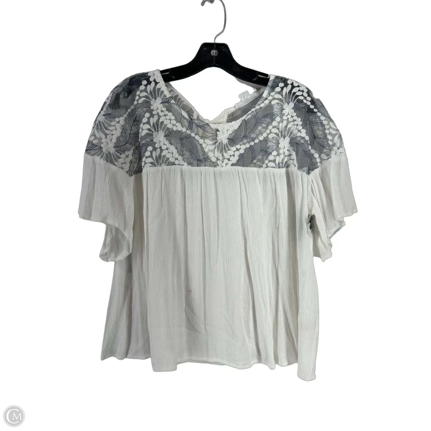 Top Short Sleeve By Loveriche In Blue & White, Size: L