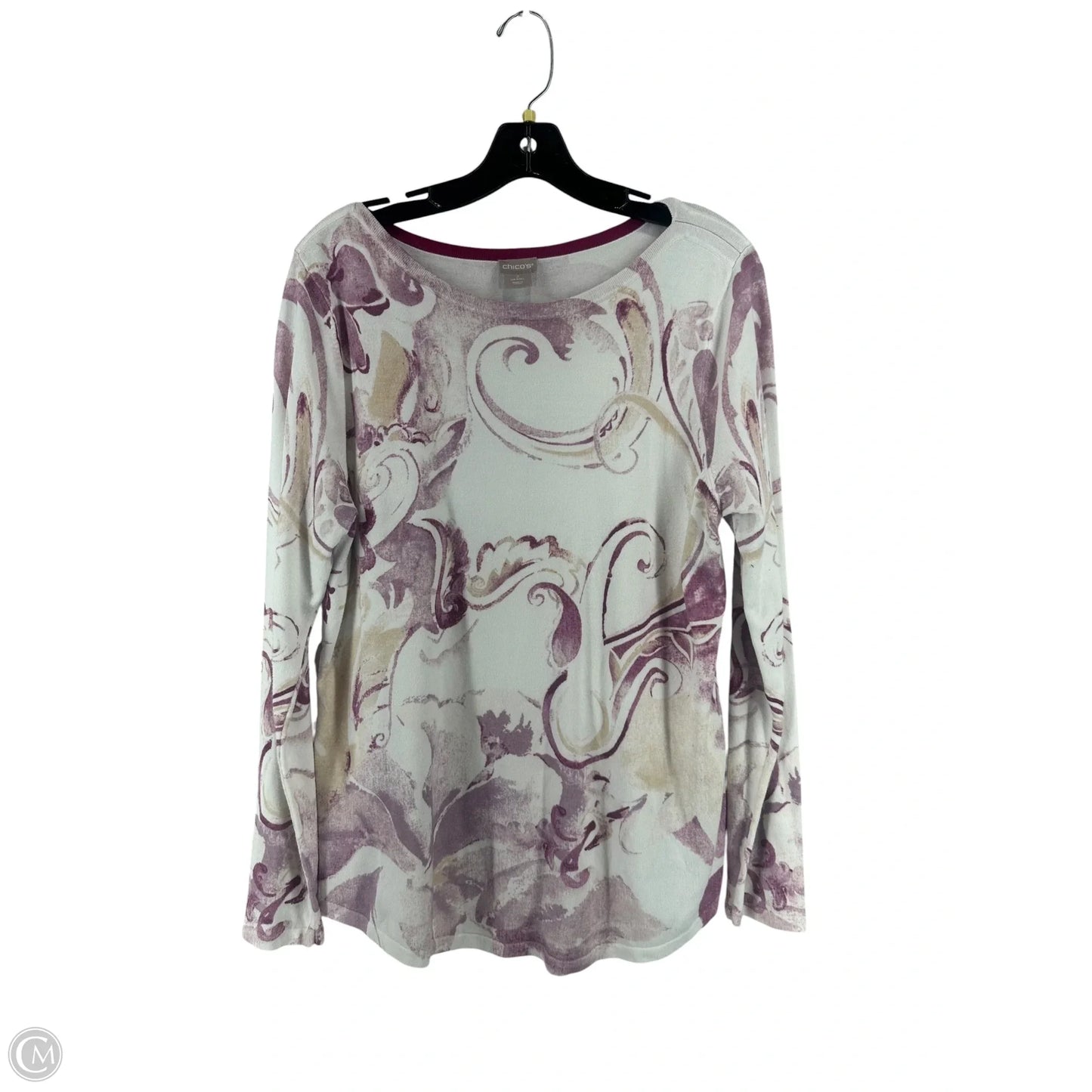 Top Long Sleeve By Chicos In Purple & White, Size: 2