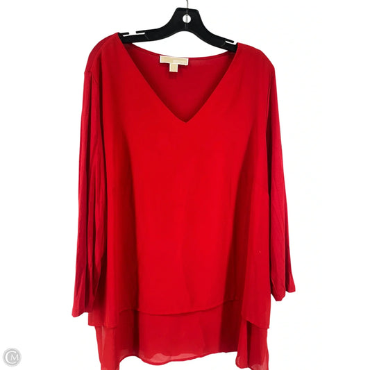 Top Long Sleeve By Michael By Michael Kors In Red, Size: 1x