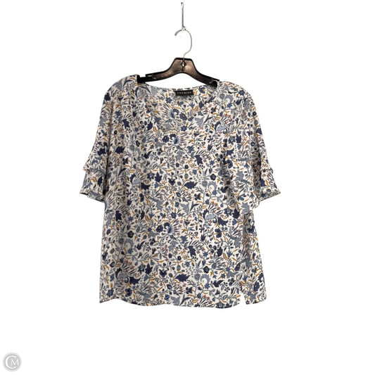 Blouse Short Sleeve By Premise In Blue & White, Size: S