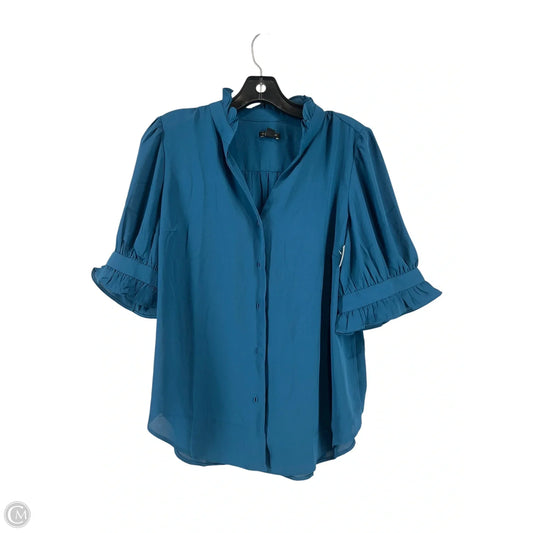 Blouse Short Sleeve By Ann Taylor In Teal, Size: Mp