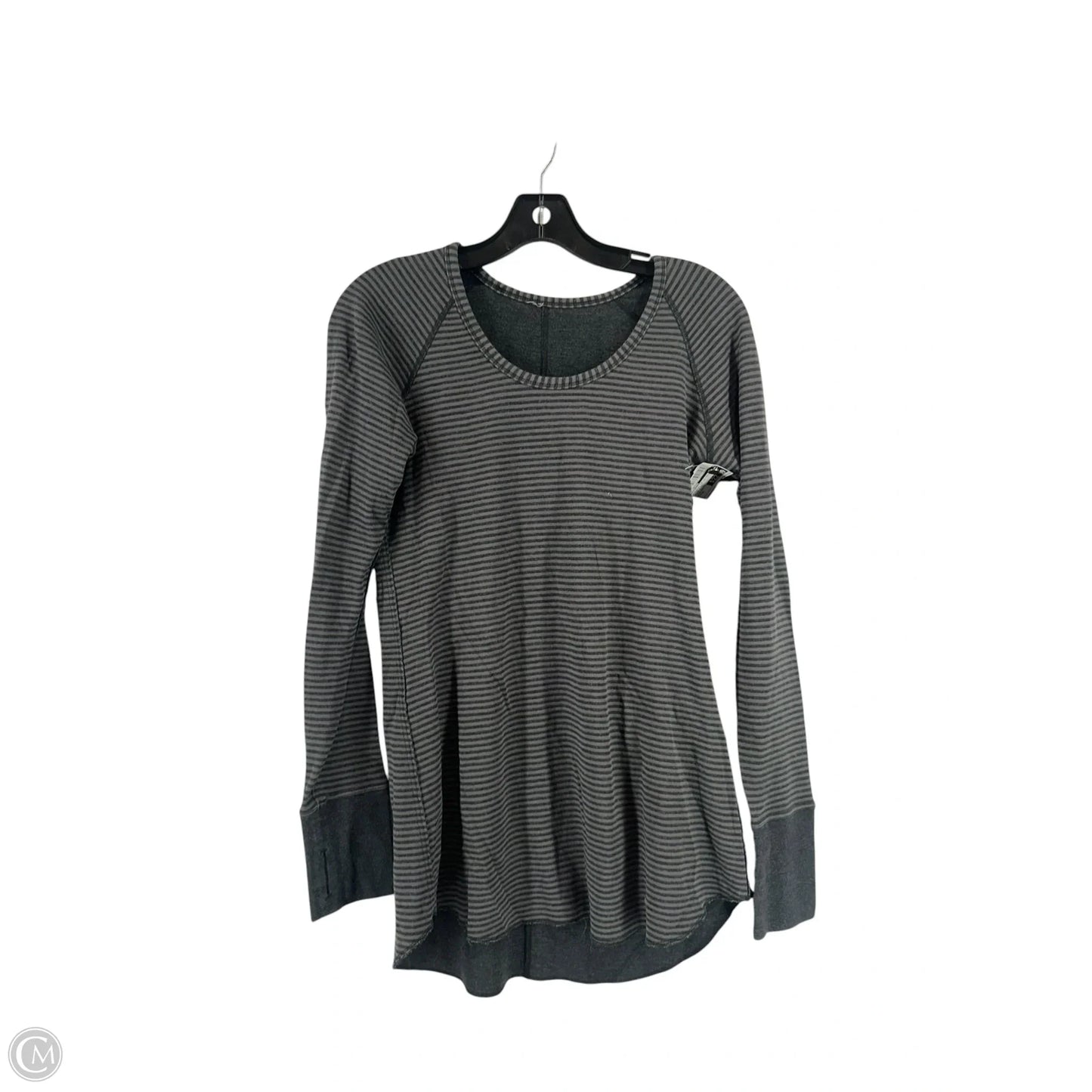Athletic Top Long Sleeve Collar By Lululemon In Black & Grey, Size: M