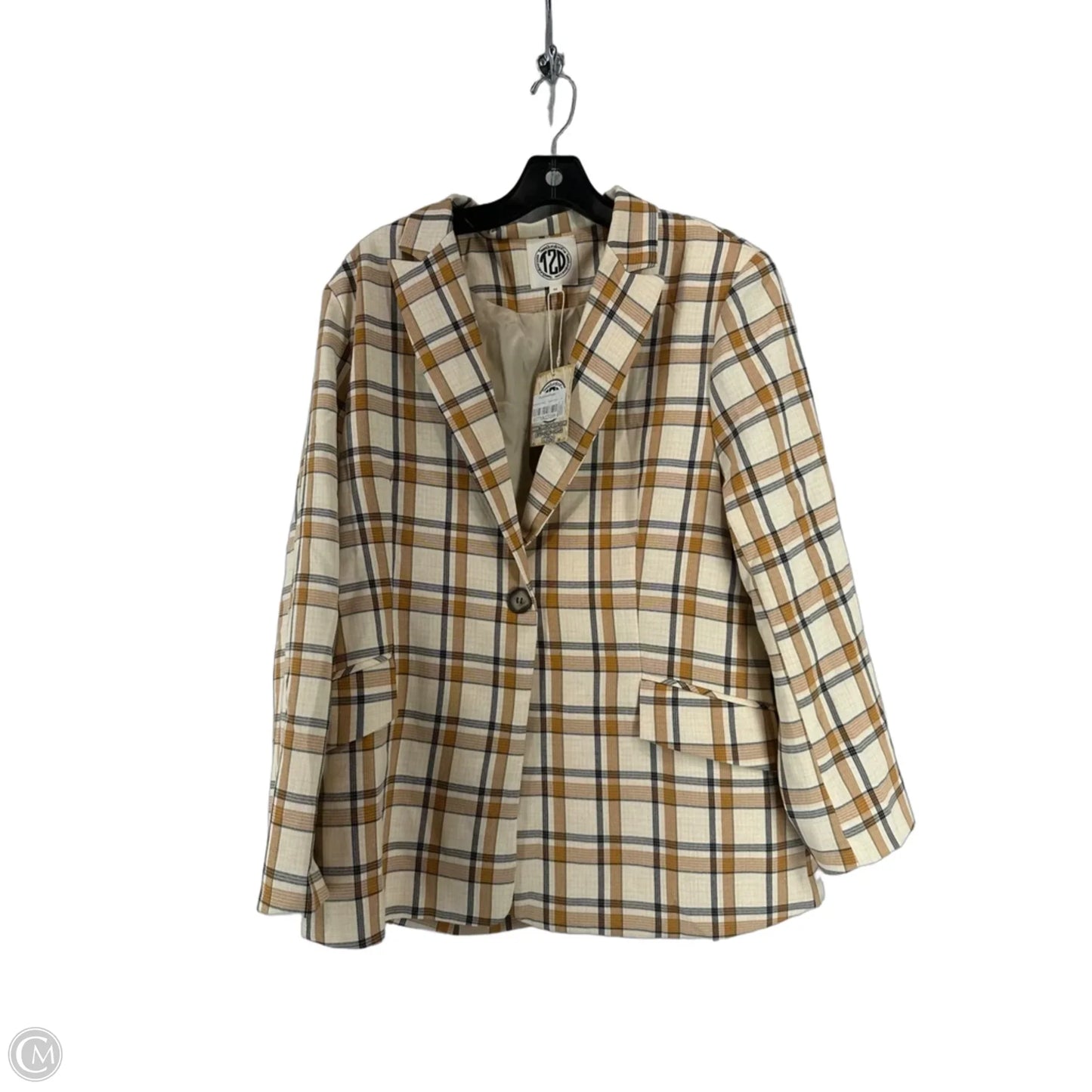 Blazer By Clothes Mentor In Plaid Pattern, Size: M
