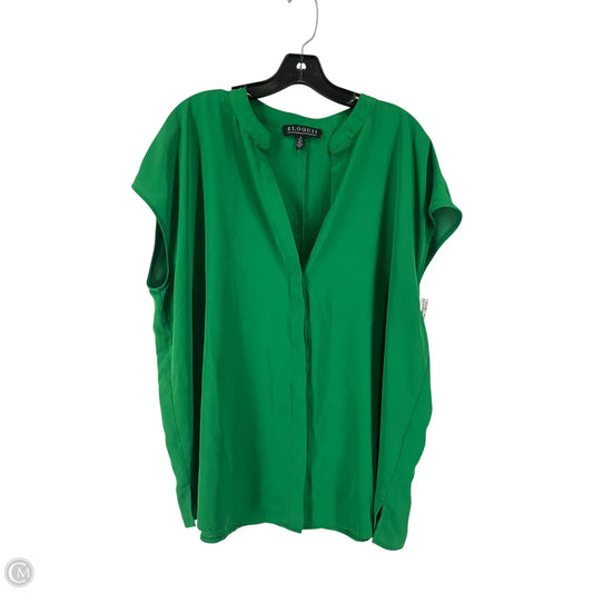 Top Short Sleeve By Eloquii In Green, Size: 16