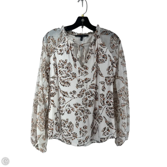 Top Long Sleeve By White House Black Market In Brown & Cream, Size: S