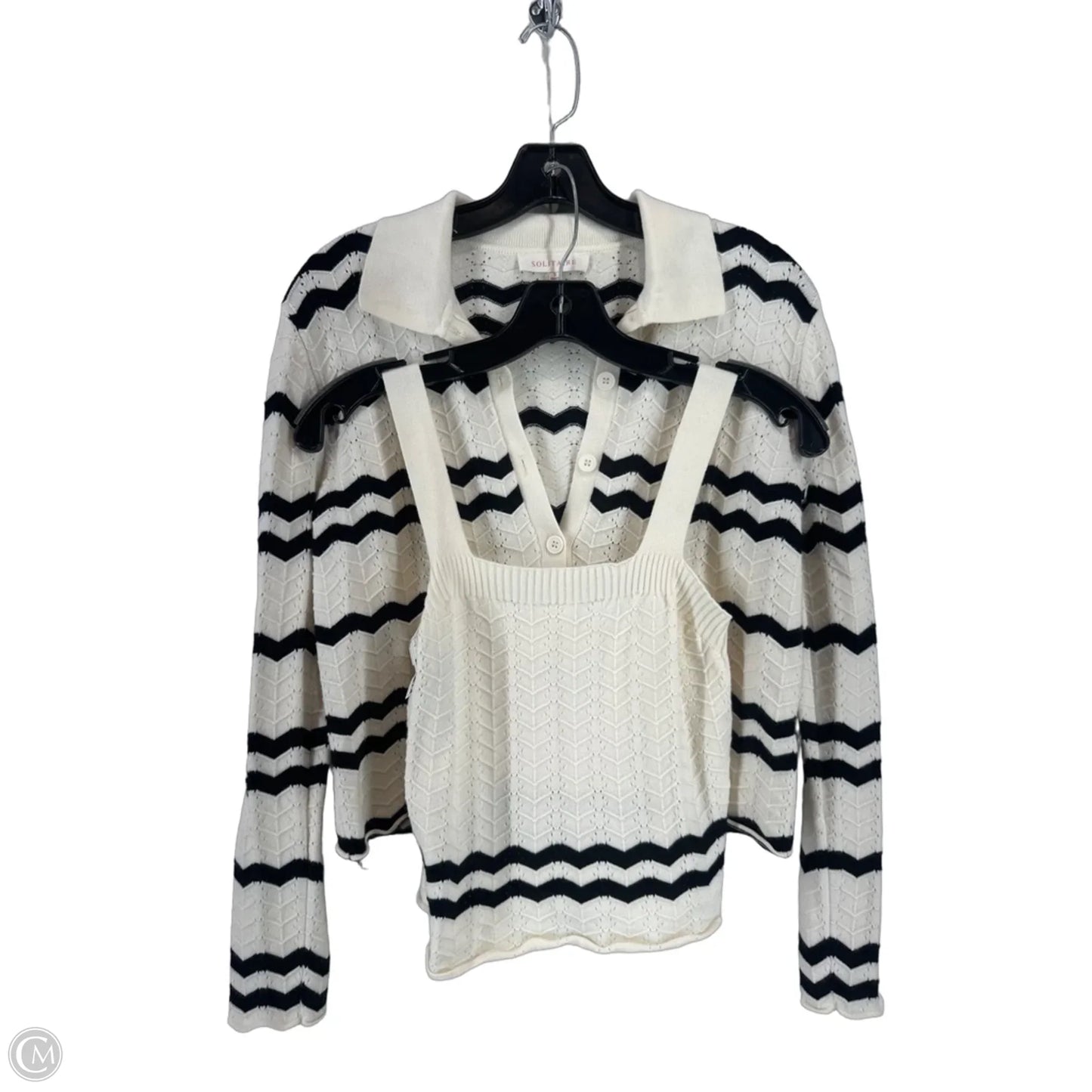 Sweater 2pc By Solitaire In Black & White, Size: S