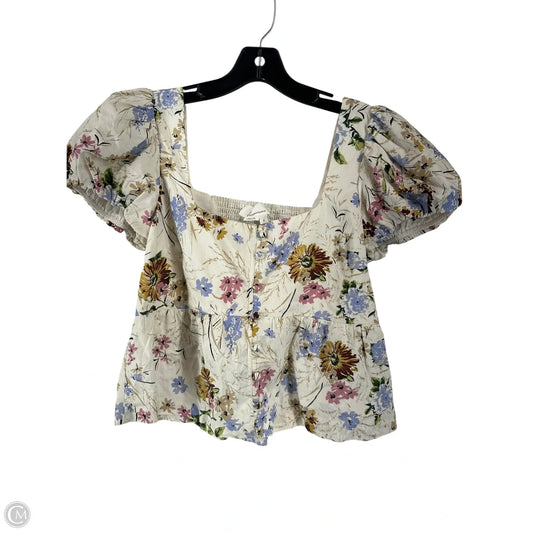 Top Short Sleeve By Anthropologie In Floral Print, Size: S