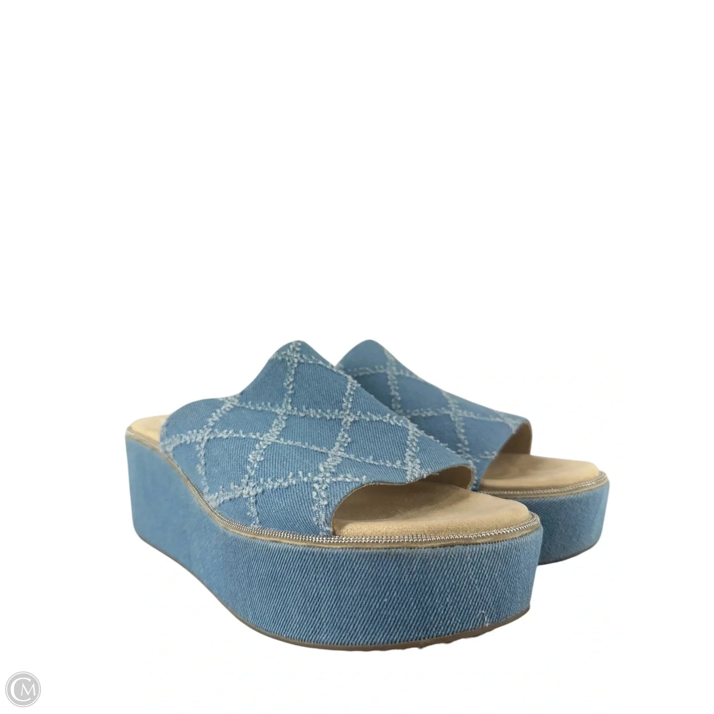 Shoes Heels Platform By Vaneli In Blue Denim, Size: 10