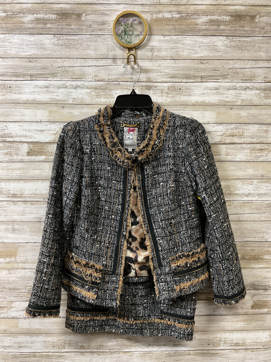 Skirt Suit 2Pc By Cma In Black & Tan, Size:6