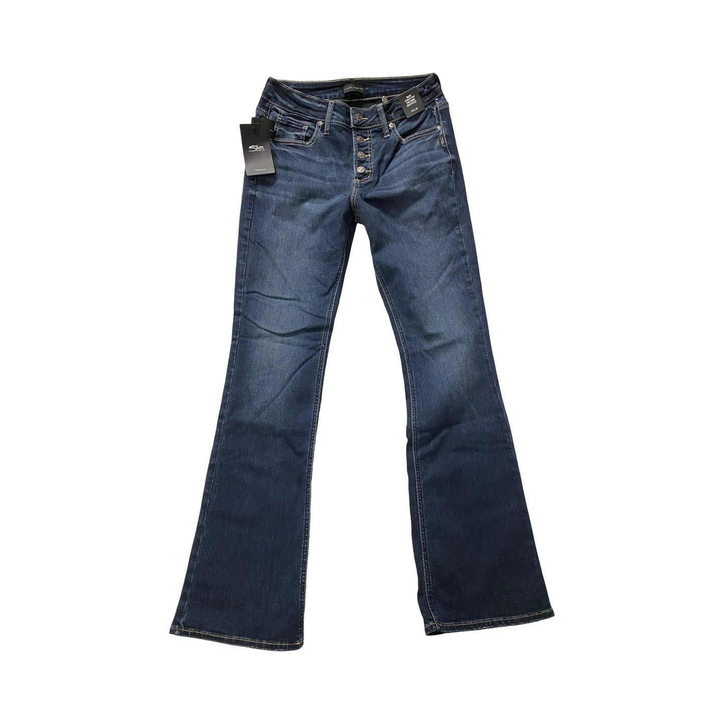 Jeans Boot Cut By Silver In Blue Denim, Size:12