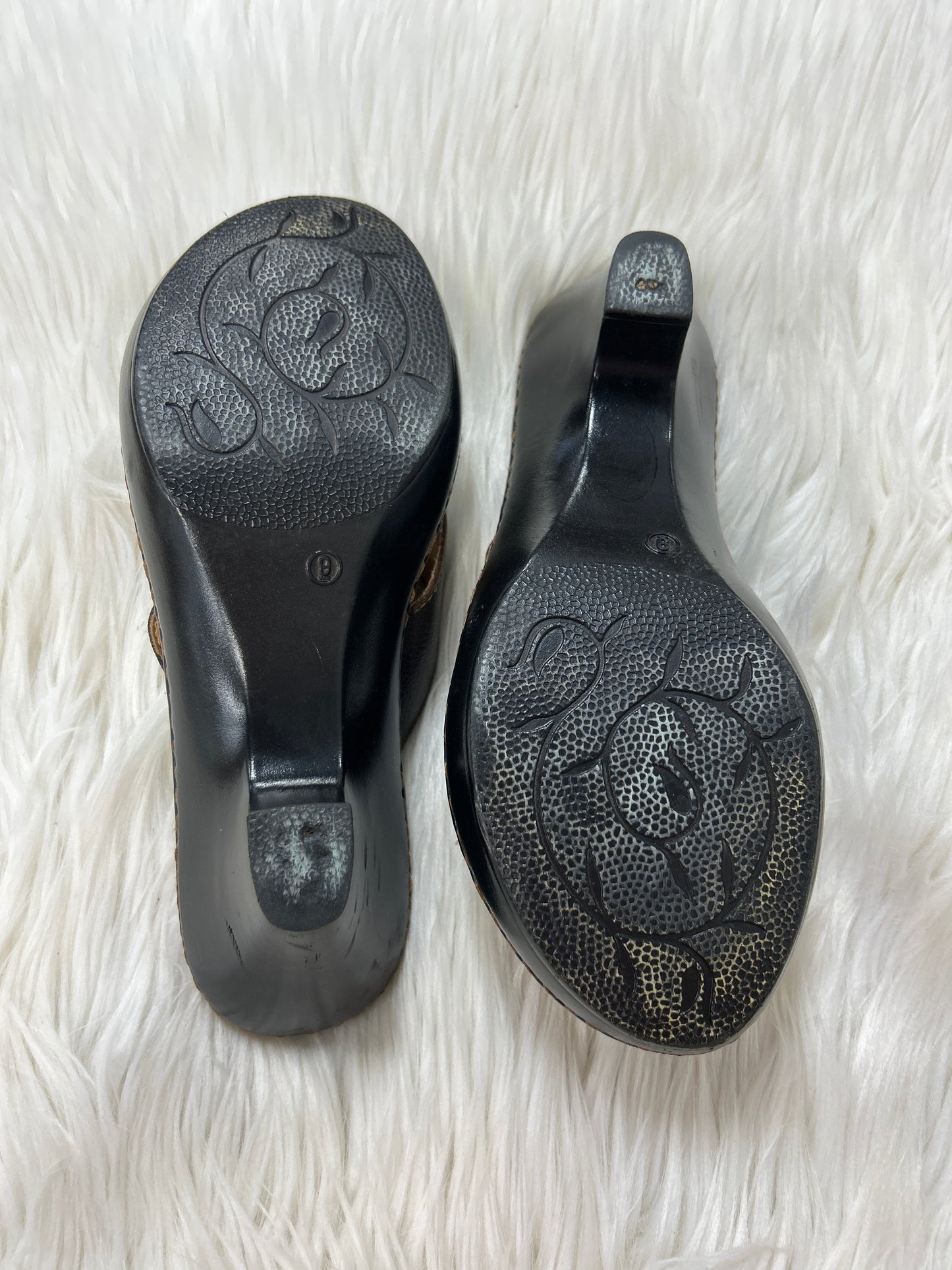 Sandals Heels Block By Merona In Brown, Size:9