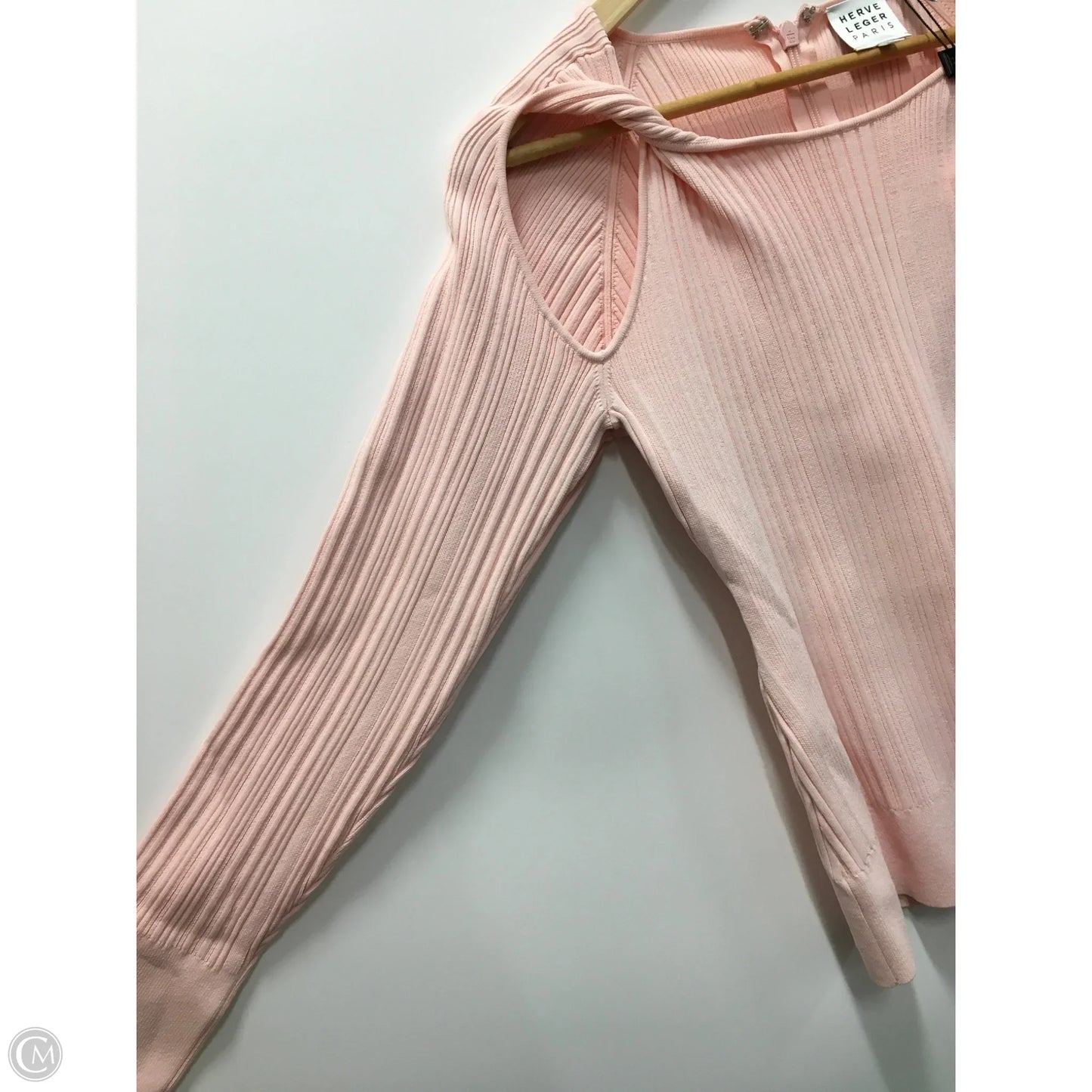 Top Long Sleeve Luxury Designer By Herve Leger In Pink, Size: L