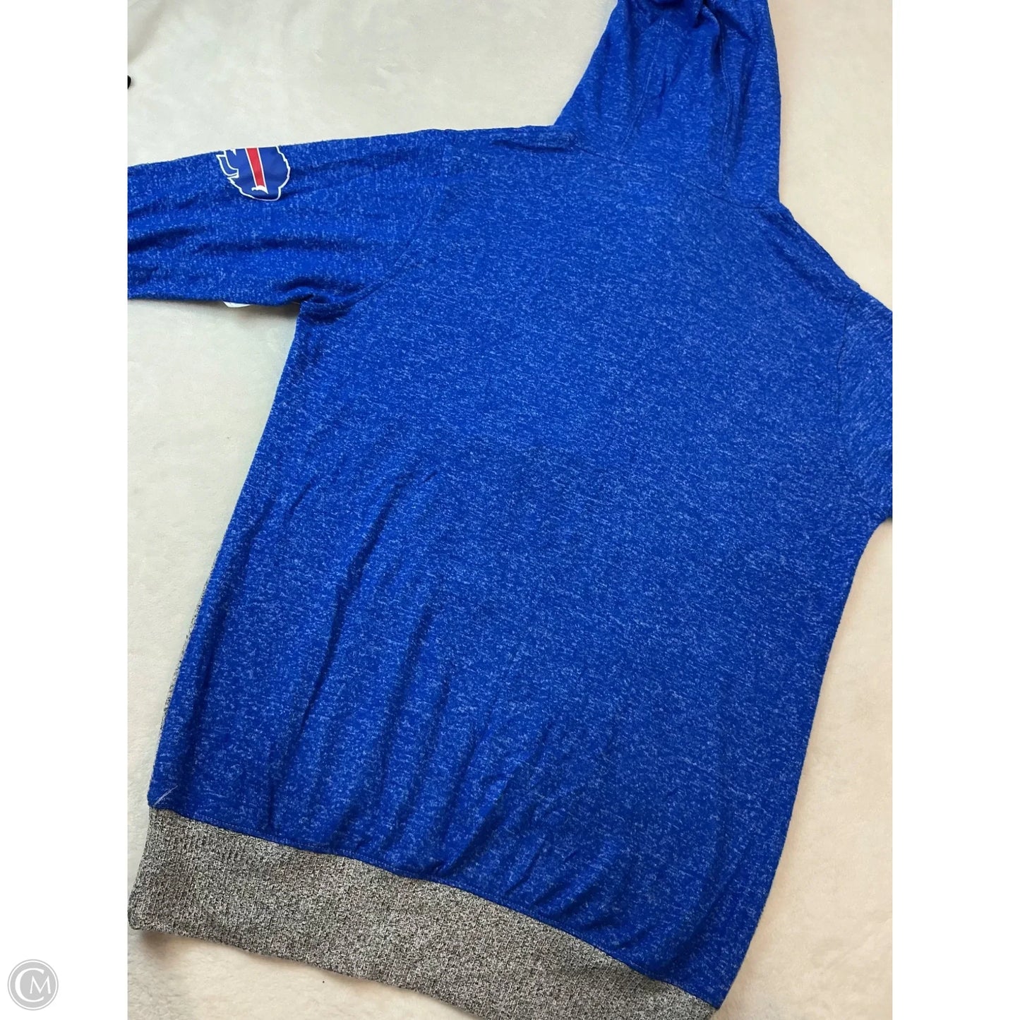 Athletic Top Long Sleeve Hoodie By Nfl In Blue & Grey, Size: M