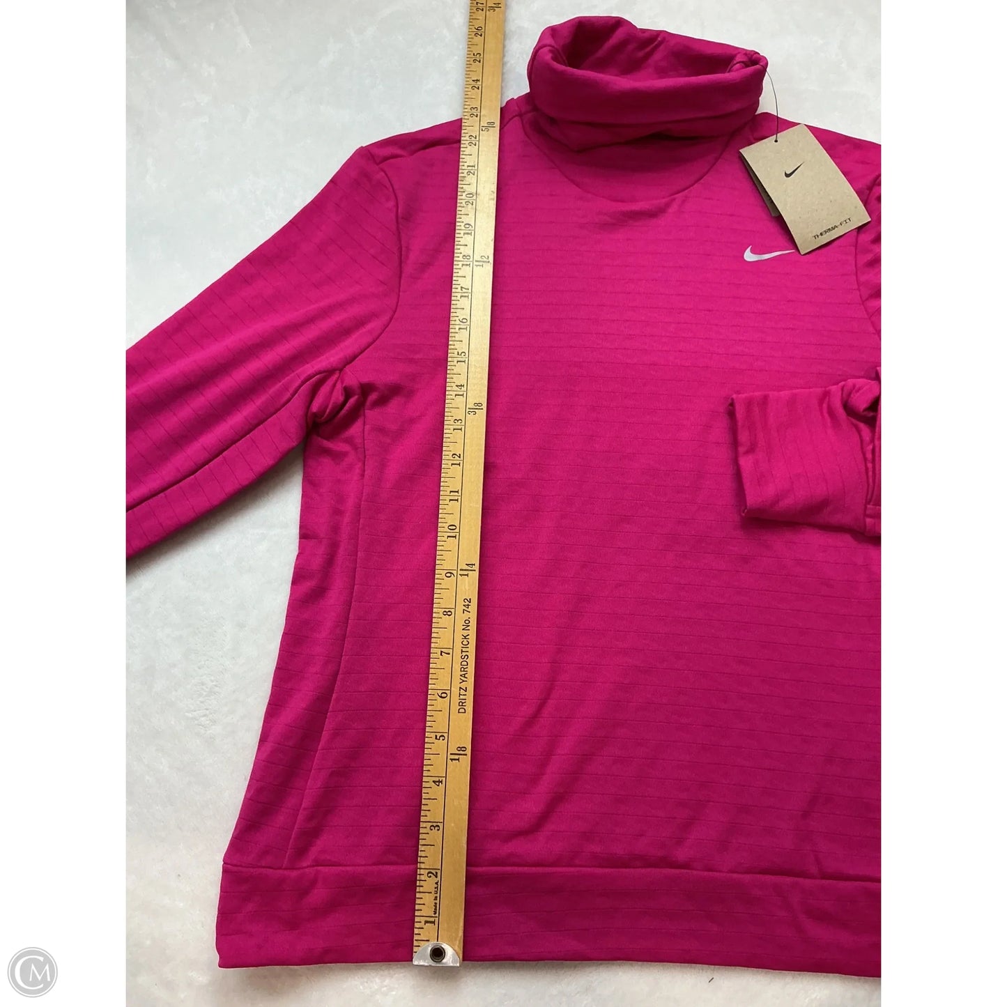 Athletic Top Long Sleeve Collar By Nike In Pink, Size: S