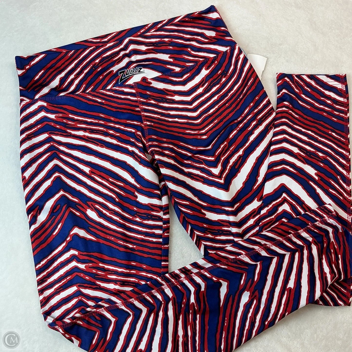 Athletic Leggings By Majestic In Blue Red & White, Size: M