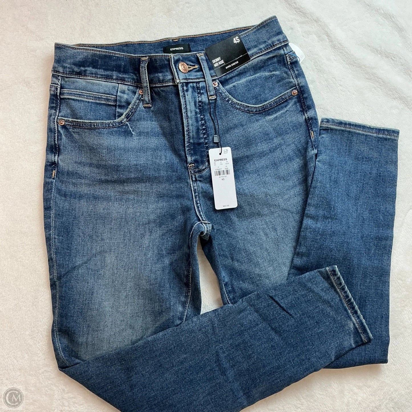 Jeans Skinny By Express In Blue Denim, Size: 4