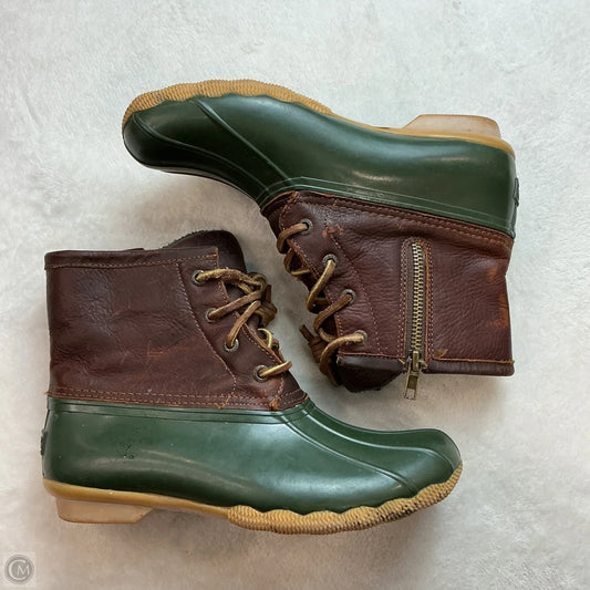 Boots Ankle Flats By Sperry In Green & Tan, Size: 6