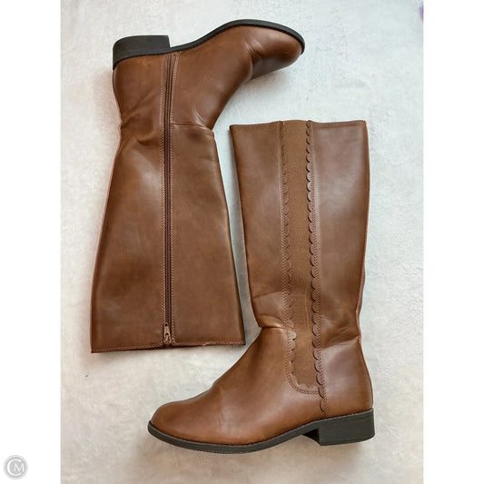 Boots Mid-calf Flats By Clothes Mentor In Tan, Size: 8.5