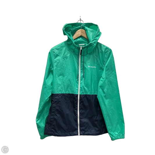 Jacket Windbreaker By Columbia In Blue & Green, Size: M