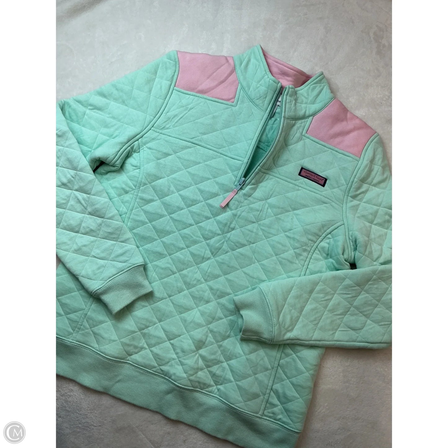 Sweatshirt Collar By Vineyard Vines In Green & Pink, Size: S