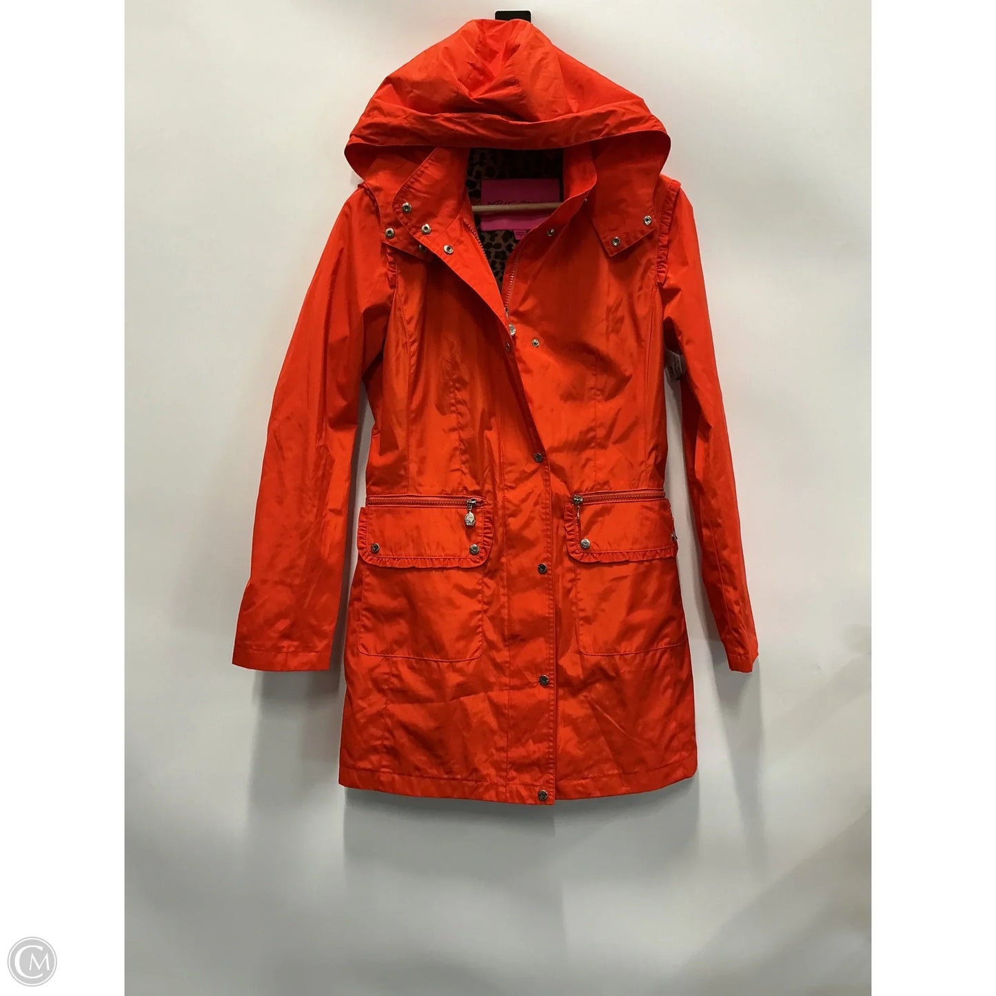Jacket Windbreaker By Betsey Johnson In Orange, Size: S