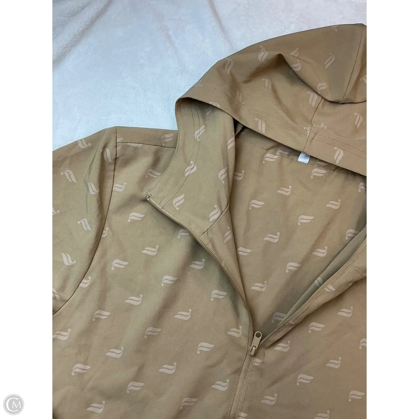 Athletic Top Long Sleeve Hoodie By Fabletics In Beige, Size: L