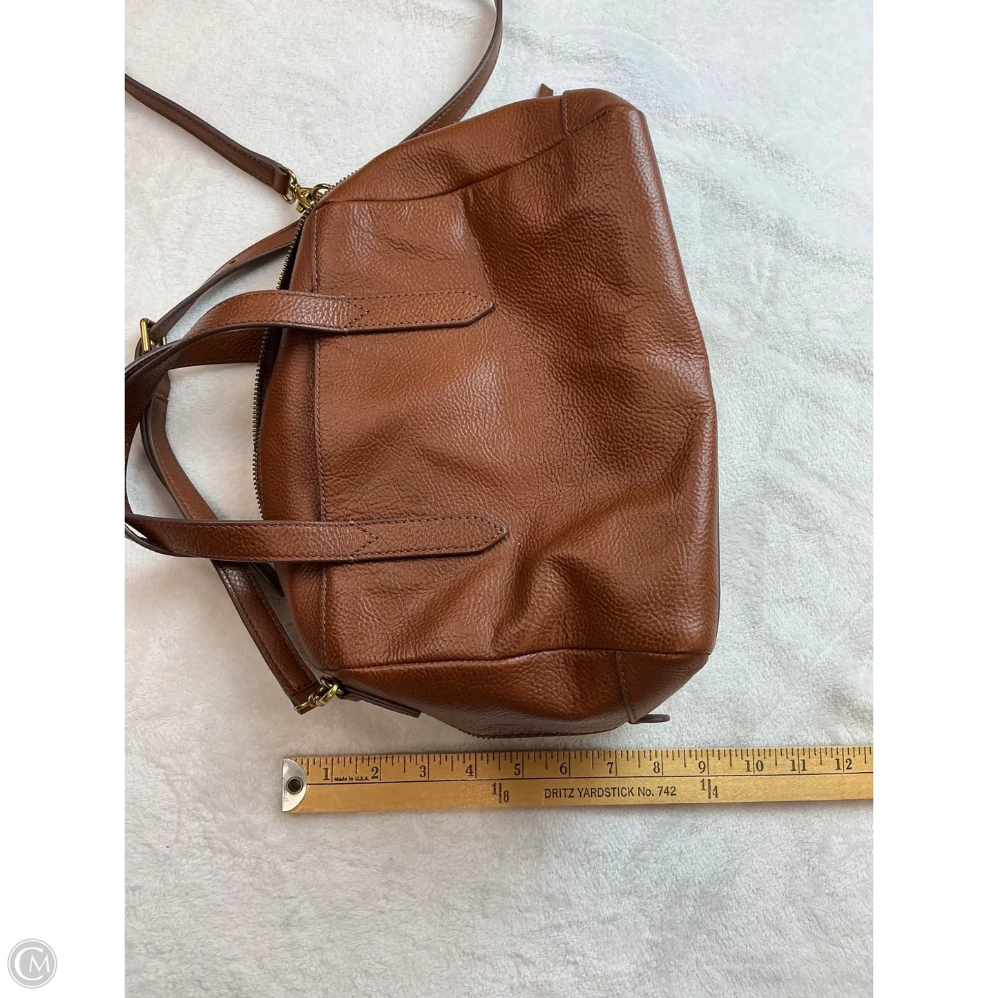 Handbag Leather By Fossil, Size: Medium