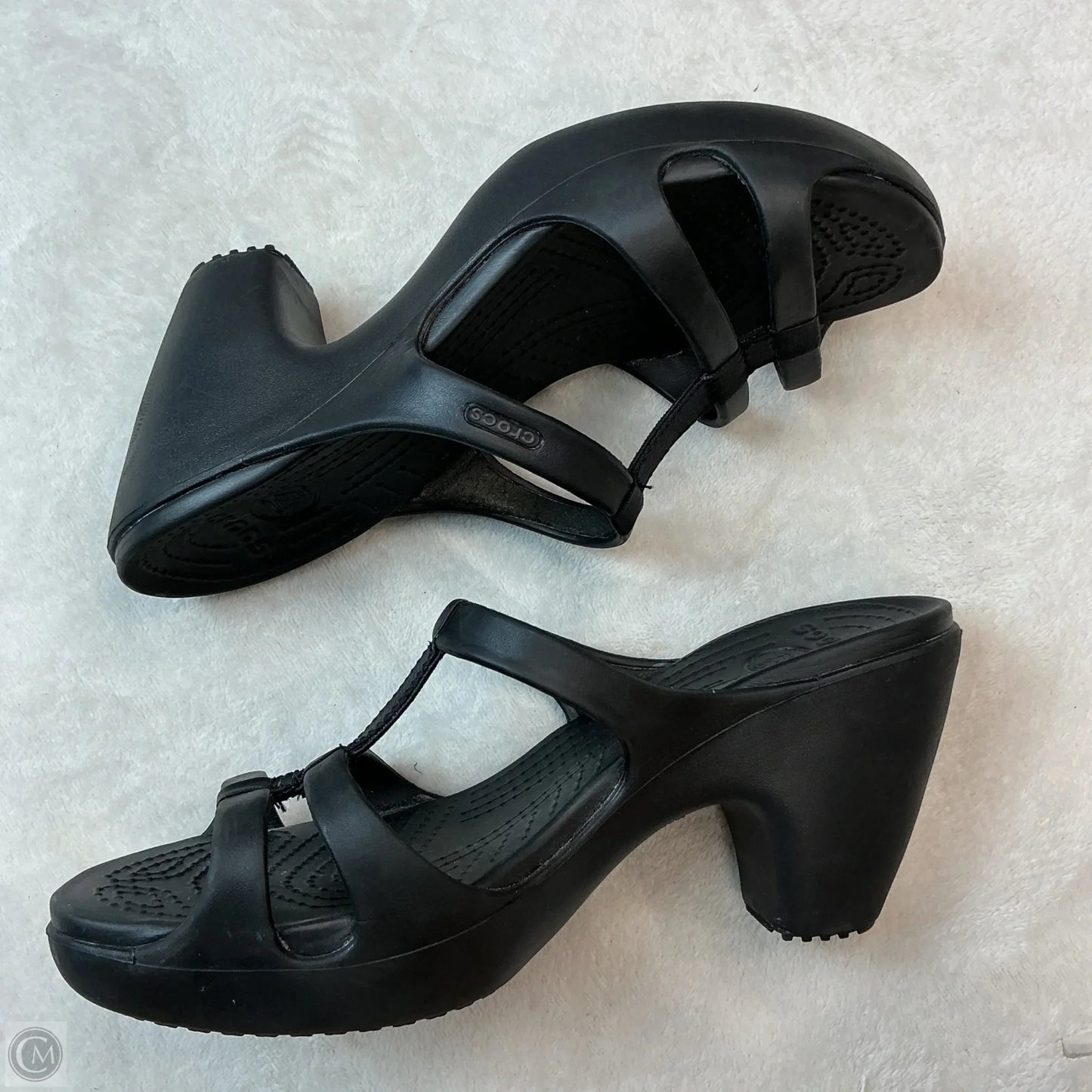 Sandals Heels Block By Crocs In Black, Size: 10
