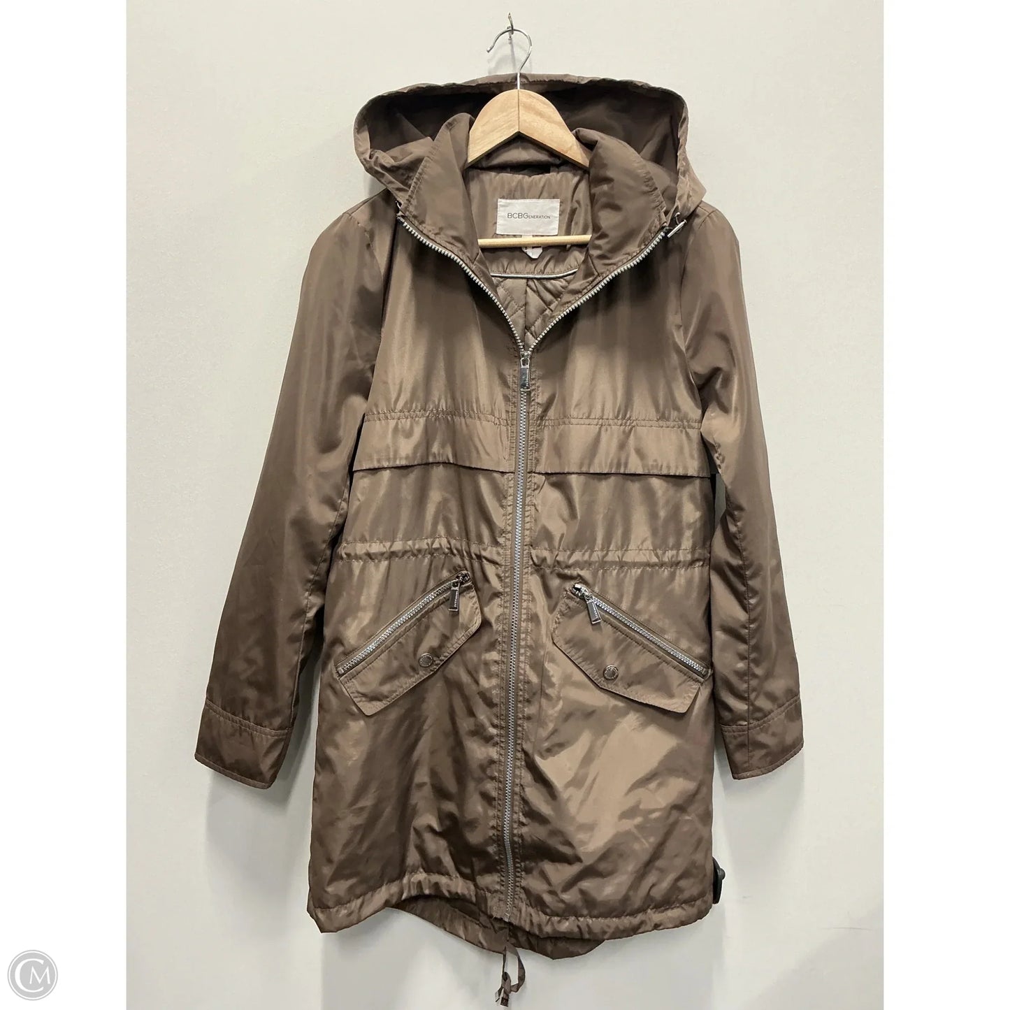 Jacket Windbreaker By Bcbgeneration In Taupe, Size: S