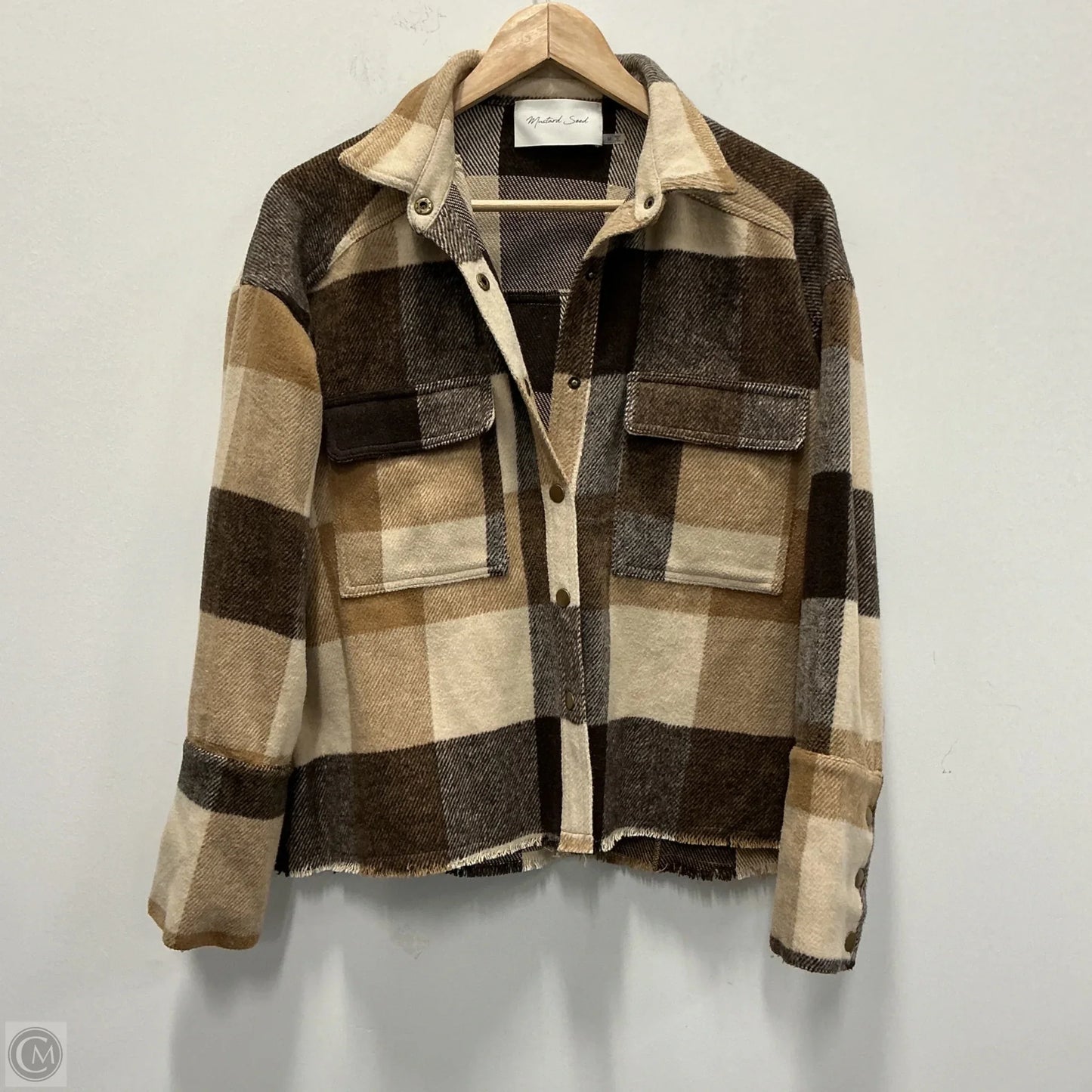 Jacket Shirt By Mustard Seed In Plaid Pattern, Size: M