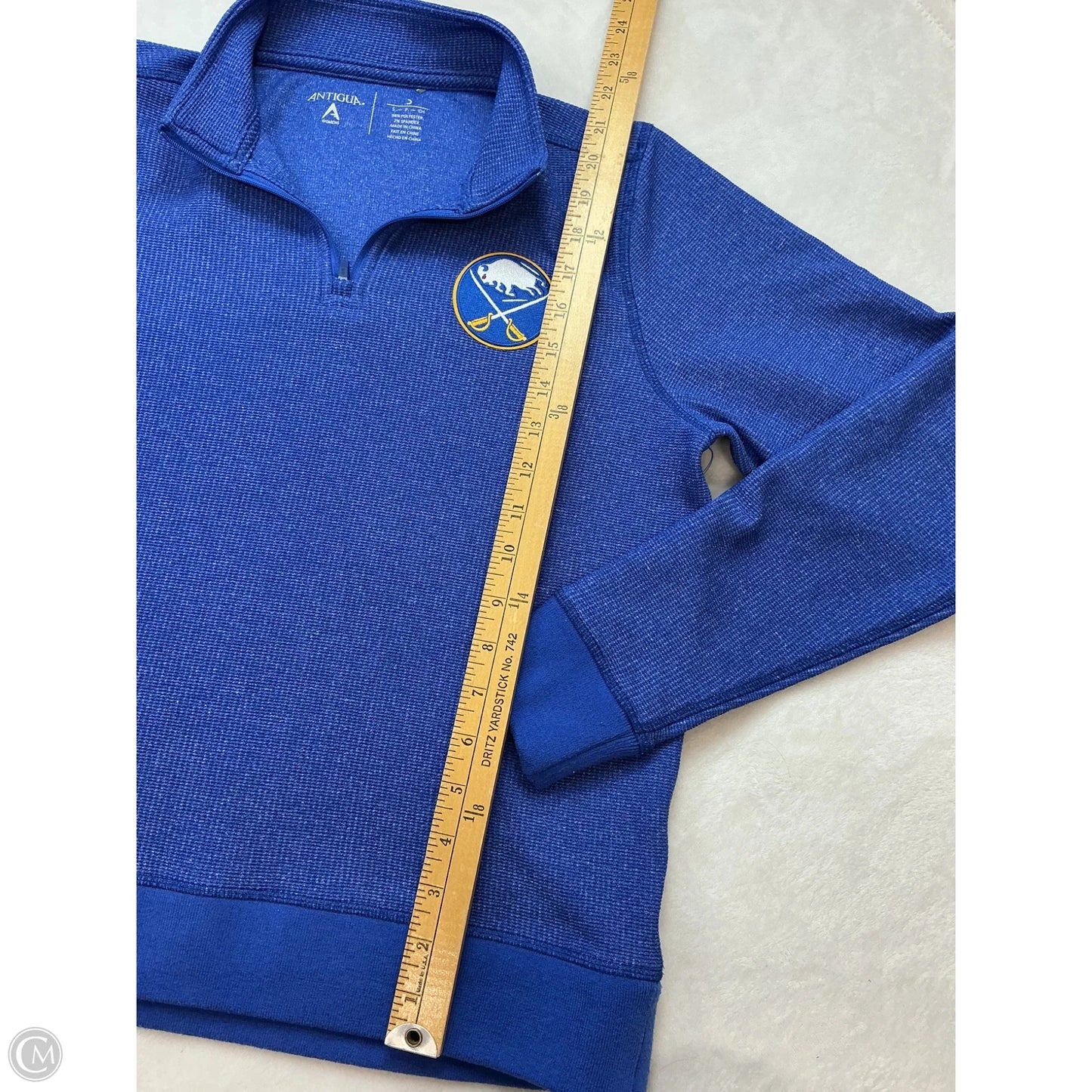 Athletic Top Long Sleeve Collar By Antigua In Blue, Size: S